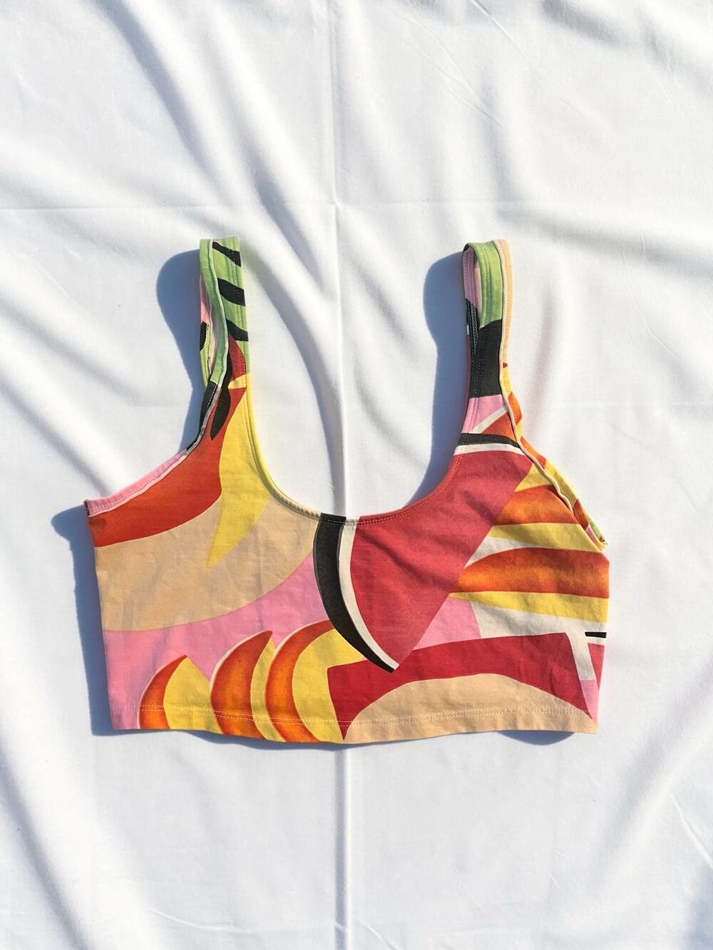 FP Movement Free People Abstract Sunset Print Crop Tank Racerback Size M Retro